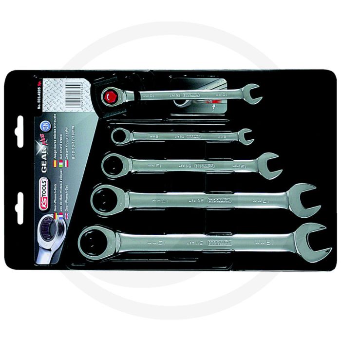 Ks tools gearplus® ratelringsteeksleutelset, 5-delig - 72 tanden, 15° vorkpositie Ks tools gearplus® ratelringsteeksleutelset, 5-delig - 72 tanden, 15° vorkpositie