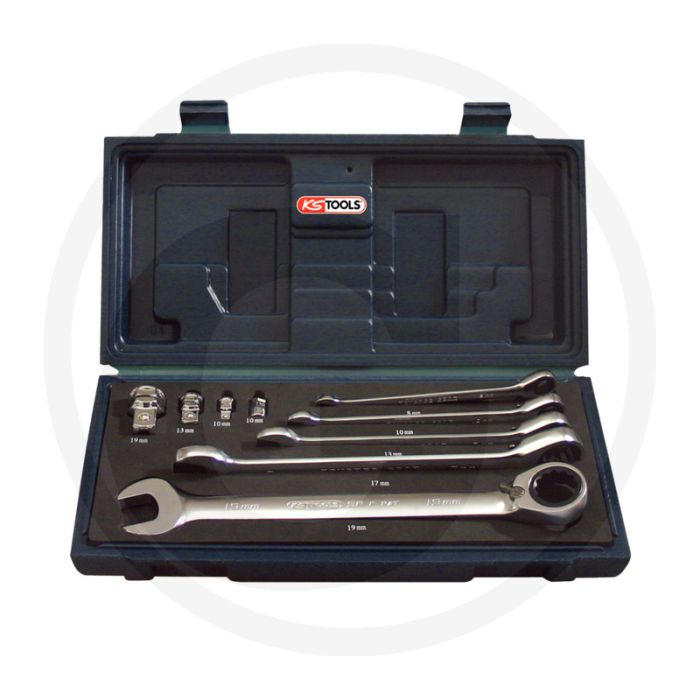 Ks tools gearplus® ratelringsteeksleutelset, omschakelbaar, 9-delig, 8-19mm, met adapter, 72 tanden Ks tools gearplus® ratelringsteeksleutelset, omschakelbaar, 9-delig, 8-19mm, met adapter, 72 tanden