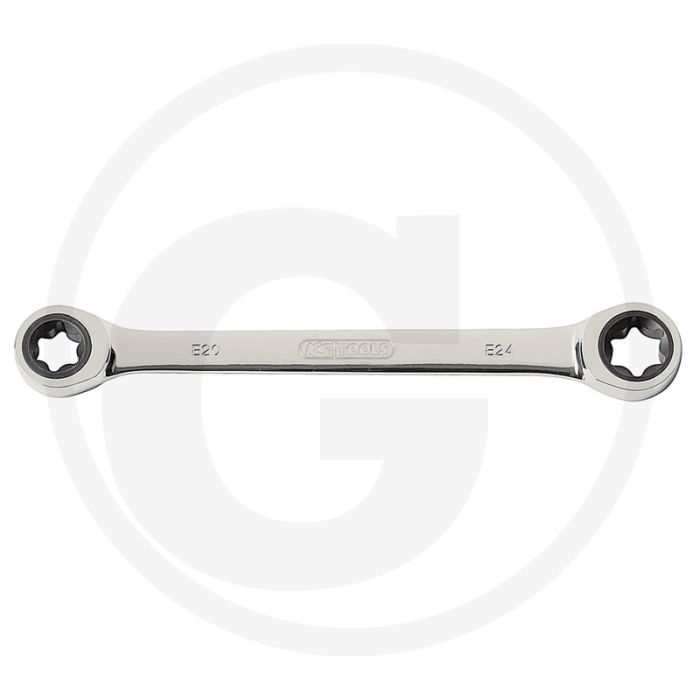 Ks tools gearplus® tx-e dubbele ratelringsleutel, e6xe8 - 72 tanden, 176mm lengte