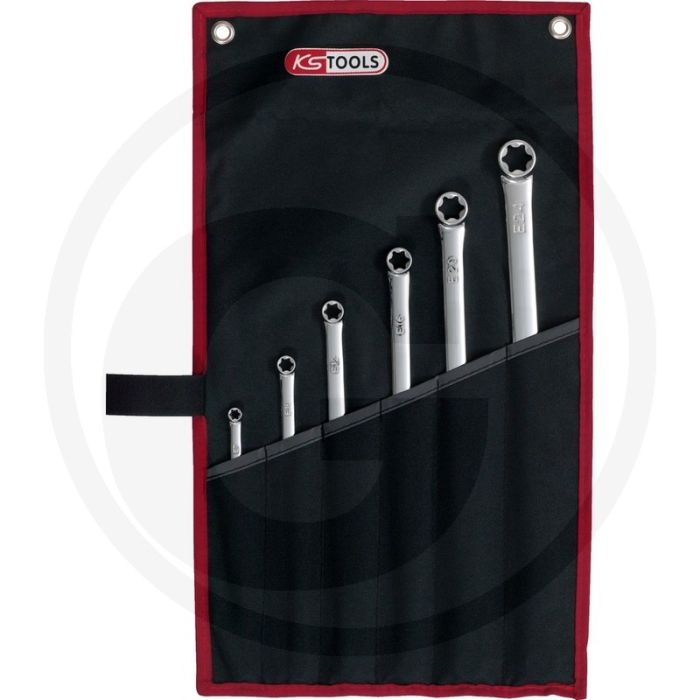 Ks tools chromeplus dubbele ringsleutels, 6-delig - torx-e-profil, dünnwandig, hochglanz verchromt, chrom vanadium - 73x52x443mm Ks tools chromeplus dubbele ringsleutels, 6-delig - torx-e-profil, dünnwandig, hochglanz verchromt, chrom vanadium - 73x52x443mm