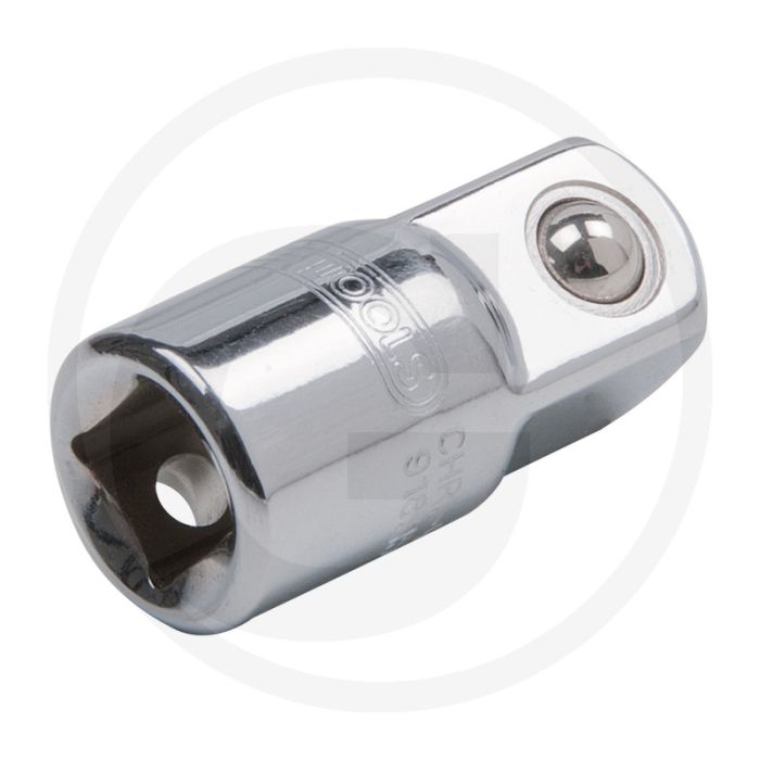 Ks tools 3/8" chromeplus® verloop-adapter, 3/8"f x 1/2"m - hoogglans verchroomd, din 3123 / iso 3316 Ks tools 3/8" chromeplus® verloop-adapter, 3/8"f x 1/2"m - hoogglans verchroomd, din 3123 / iso 3316