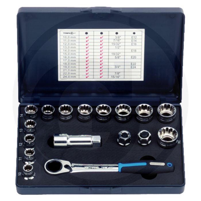 Ks tools 3/8"+1/2" tripleplus® doorvoer-dopsleutelset, 17-delig - chrom vanadium - in kunststof koffer Ks tools 3/8"+1/2" tripleplus® doorvoer-dopsleutelset, 17-delig - chrom vanadium - in kunststof koffer