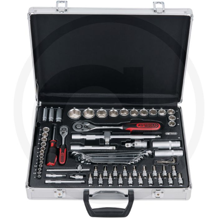 Ks tools 70-delige superlock dopsleutelset, 6-kant, flanktraction-profil, chrom vanadium, aluminiumkoffer Ks tools 70-delige superlock dopsleutelset, 6-kant, flanktraction-profil, chrom vanadium, aluminiumkoffer