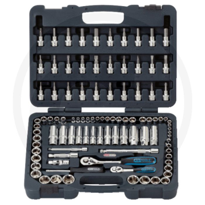 Ks tools 1/4" + 3/8" chromeplus® dopsleutelset - 99-delig, hoogglanzend verchroomd