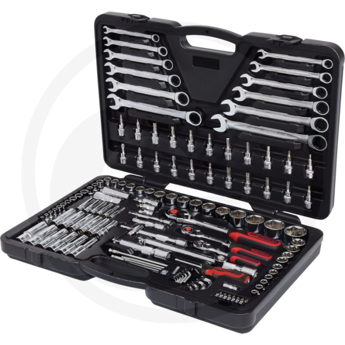 Ks tools 124-delige chromeplus® dopsleutelset, 6-kant, flanktraction-profil, chrom vanadium, in kunststofkoffer