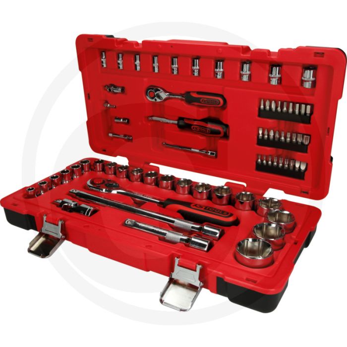 Ks tools 1/4"+1/2" chromeplus steckschlüssel-satz, 68-tlg. - flanktraction-profil, chrom vanadium, 72 zähne