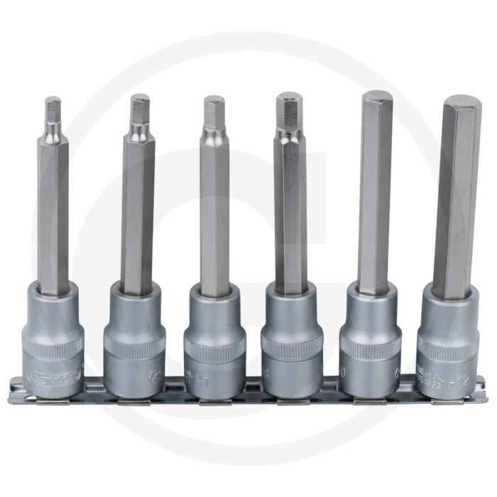 Ks tools 1/2" bit-dopsleutelset voor binnenzeskant-schroeven, lang, 6-delig, 5-12 mm - chrom vanadium, matt satiniert Ks tools 1/2" bit-dopsleutelset voor binnenzeskant-schroeven, lang, 6-delig, 5-12 mm - chrom vanadium, matt satiniert