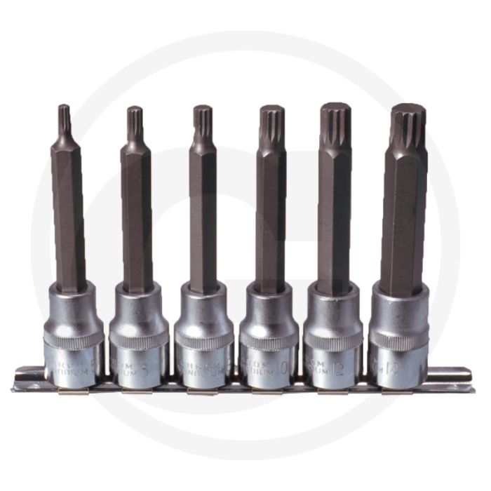 Ks tools 1/2" Bit-Satz für Vielzahnschrauben (xzn®), lang, 6-teilig, m5-m14, 110 mm lang - Chrom-Vanadium Ks tools 1/2" Bit-Satz für Vielzahnschrauben (xzn®), lang, 6-teilig, m5-m14, 110 mm lang - Chrom-Vanadium