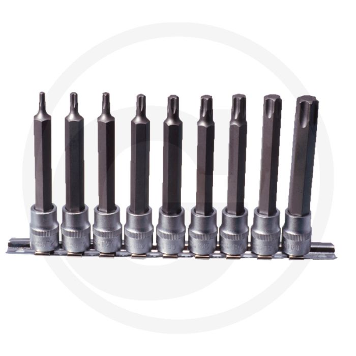 Ks tools 1/2" bit-satz für tx-schrauben, lang, 9-teilig, t20-t60, 110 mm lang, chrom-vanadium Ks tools 1/2" bit-satz für tx-schrauben, lang, 9-teilig, t20-t60, 110 mm lang, chrom-vanadium