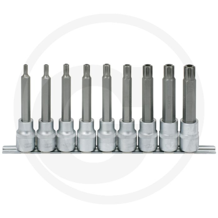 Ks tools 1/2" ribe® bit cap set, lang, 9-teilig, m5-m14, 110 mm lang, chrom-vanadium