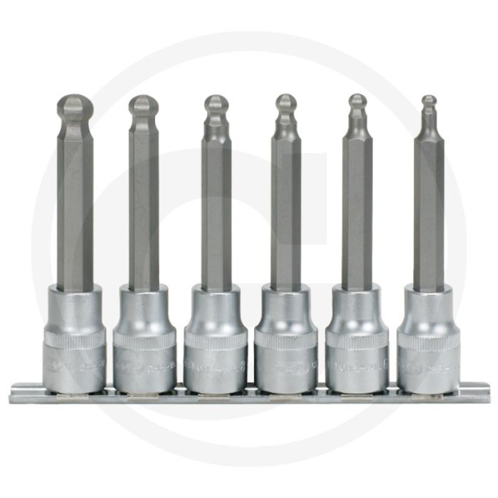Ks tools 1/2" Bit-Satz für Innensechskantschrauben, lang, 6-teilig, 5-12 mm, mit Kugelkopf Ks tools 1/2" Bit-Satz für Innensechskantschrauben, lang, 6-teilig, 5-12 mm, mit Kugelkopf