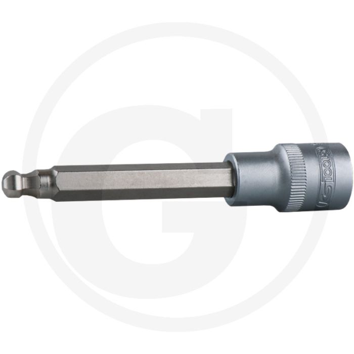 Ks tools 1/2" bit-dopsleutel voor binnenzeskant-schroeven met kogelkop, lang, 5 mm - chroom vanadium