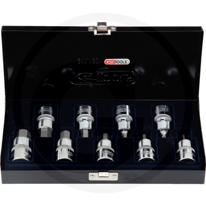 Ks tools 1/2" chromeplus® bit-dopsleutelset voor binnenzeskant-schroeven, kurz, 9-delig, 4-17 mm - hoogglans verchroomd Ks tools 1/2" chromeplus® bit-dopsleutelset voor binnenzeskant-schroeven, kurz, 9-delig, 4-17 mm - hoogglans verchroomd