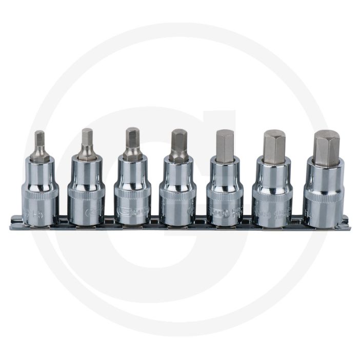 Ks tools 1/2" chromeplus® bit-dopsleutelset voor binnenzeskant-schroeven, kurz, 7-delig - super chroom-vanadiumstaal