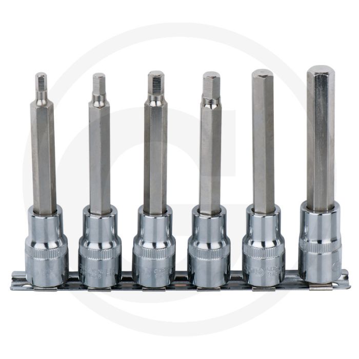 Ks tools 1/2" chromeplus® bit-dopsleutelset voor binnenzeskant-schroeven, lang, 6-delig, 5-12 mm - hoogglans verchroomd, chroom vanadium Ks tools 1/2" chromeplus® bit-dopsleutelset voor binnenzeskant-schroeven, lang, 6-delig, 5-12 mm - hoogglans verchroomd, chroom vanadium
