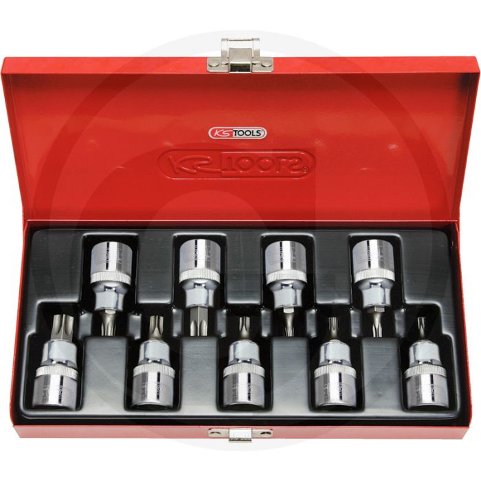 Ks tools 1/2" chromeplus® bit-dopsleutelset voor tx-schroeven, 9-delig, t20-t60 - hoogglans verchroomd, vanadiumstaal Ks tools 1/2" chromeplus® bit-dopsleutelset voor tx-schroeven, 9-delig, t20-t60 - hoogglans verchroomd, vanadiumstaal