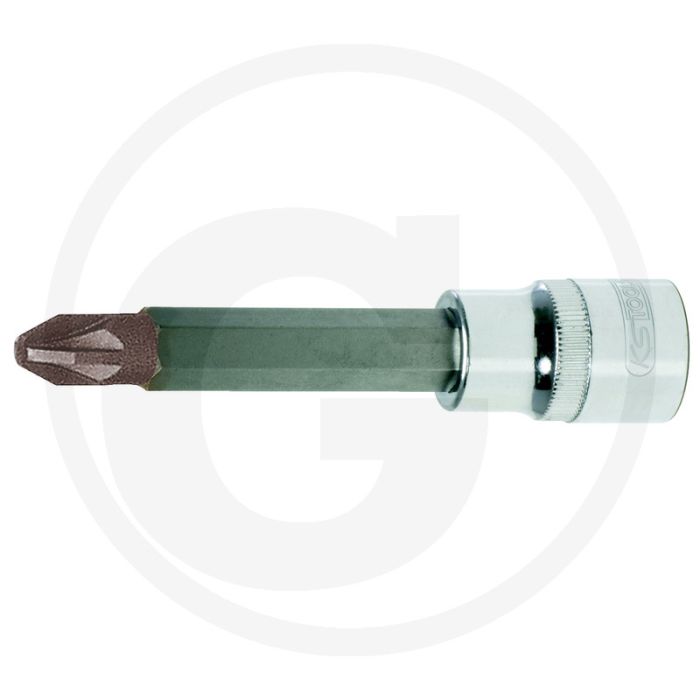Ks tools 1/2" chromeplus bit-dopsleutel, lang, pz4 - lange uitvoering, hoogglans verchroomd