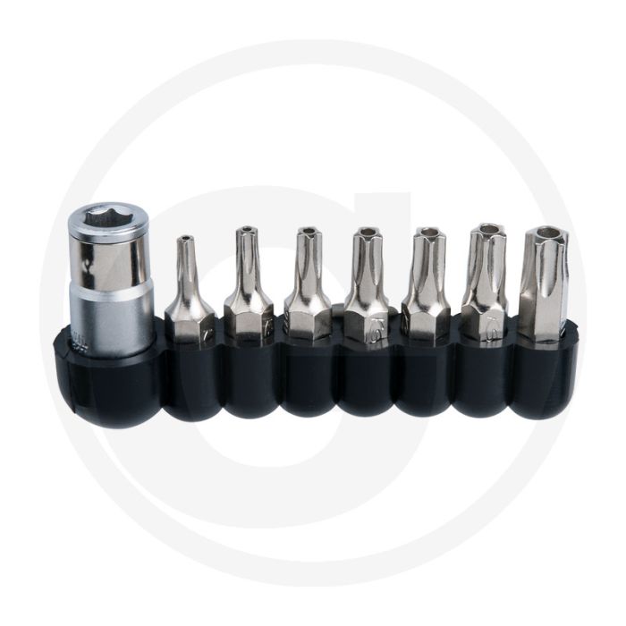 Ks tools 1/4" classic bitset voor vijfster-schroeven ts met boring, 8-delig, ts10-ts40 - voor moderne diesel-einspritzsysteme Ks tools 1/4" classic bitset voor vijfster-schroeven ts met boring, 8-delig, ts10-ts40 - voor moderne diesel-einspritzsysteme