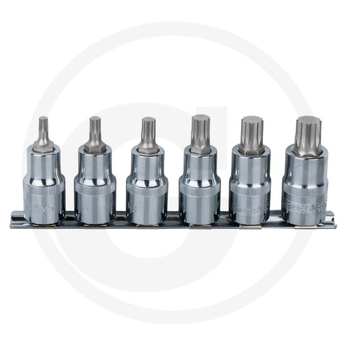 Ks tools 1/4" cromeplus bit-dopsleutelset xzn, 6-dlg. - opname in inch = 1/4" Ks tools 1/4" cromeplus bit-dopsleutelset xzn, 6-dlg. - opname in inch = 1/4"