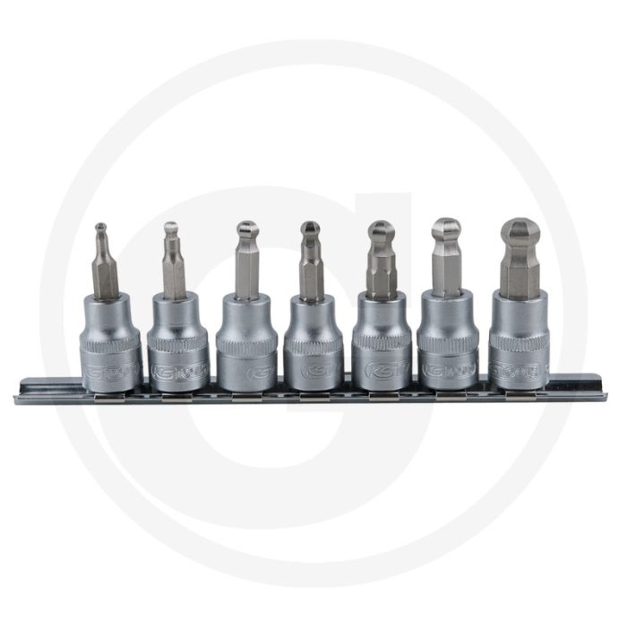 Ks tools set 3/8" bit-dopsleutels, binnenzeskant met kogelkop, 7-dlg. - chrom vanadium - 3/8" aandrijving Ks tools set 3/8" bit-dopsleutels, binnenzeskant met kogelkop, 7-dlg. - chrom vanadium - 3/8" aandrijving