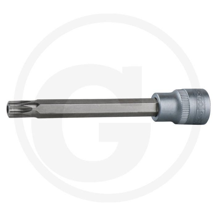 Ks tools 3/8" bit-dopsleutel voor tx-schroeven met boring, lang, tb45 - lange uitvoering, matt satiniert, chrom vanadium Ks tools 3/8" bit-dopsleutel voor tx-schroeven met boring, lang, tb45 - lange uitvoering, matt satiniert, chrom vanadium
