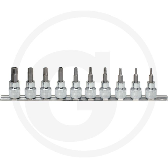 Ks tools 3/8" chromeplus® bit-dopsleutelset voor tx-schroeven met boring, 10-delig - hoogglans verchroomd, vanadiumstaal Ks tools 3/8" chromeplus® bit-dopsleutelset voor tx-schroeven met boring, 10-delig - hoogglans verchroomd, vanadiumstaal