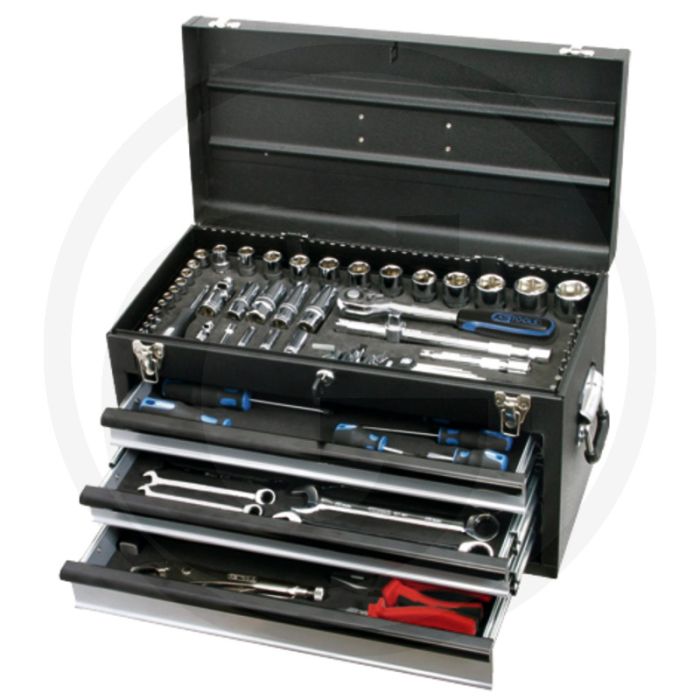 Ks tools gereedschapsset 1/4" + 1/2" 99-delig, in stabiele stalen opzetkist - chrom vanadium Ks tools gereedschapsset 1/4" + 1/2" 99-delig, in stabiele stalen opzetkist - chrom vanadium