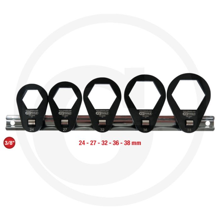 Ks tools 3/8" Öldienstschlüssel-satz für filtergehäusedecke - 6-seitig, links- und rechtsgängig, din 3120 - iso 1174