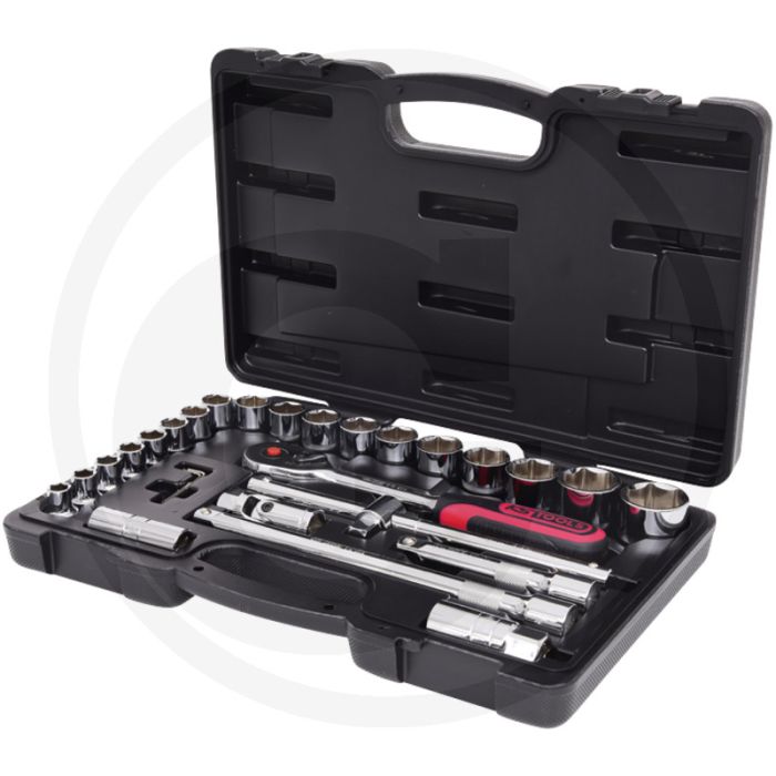 Ks tools 1/2" chromeplus steckschlüssel-satz, 28-tlg. - 6-kant, flanktraction-profil, chrom vanadium Ks tools 1/2" chromeplus steckschlüssel-satz, 28-tlg. - 6-kant, flanktraction-profil, chrom vanadium