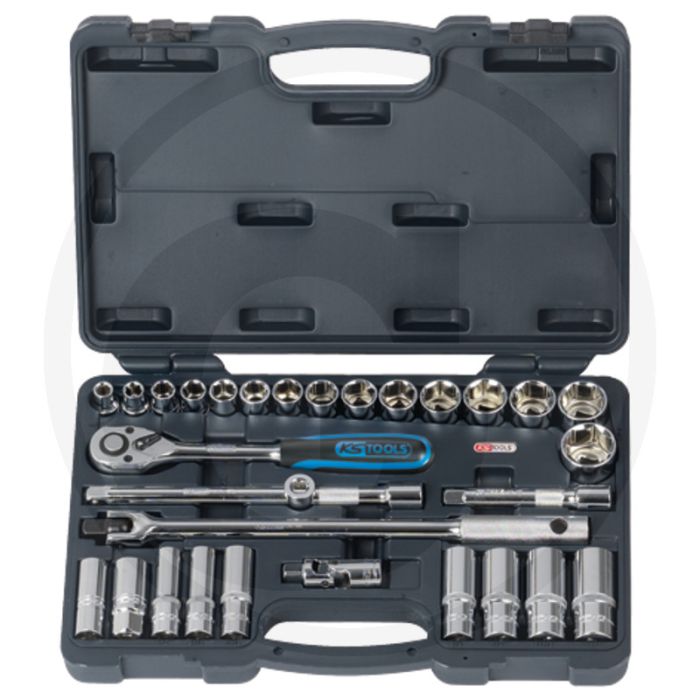 Ks tools 1/2" chromeplus® dopsleutelset, 30-delig - zollgrößen, 6-kant, flanktraction-profil Ks tools 1/2" chromeplus® dopsleutelset, 30-delig - zollgrößen, 6-kant, flanktraction-profil