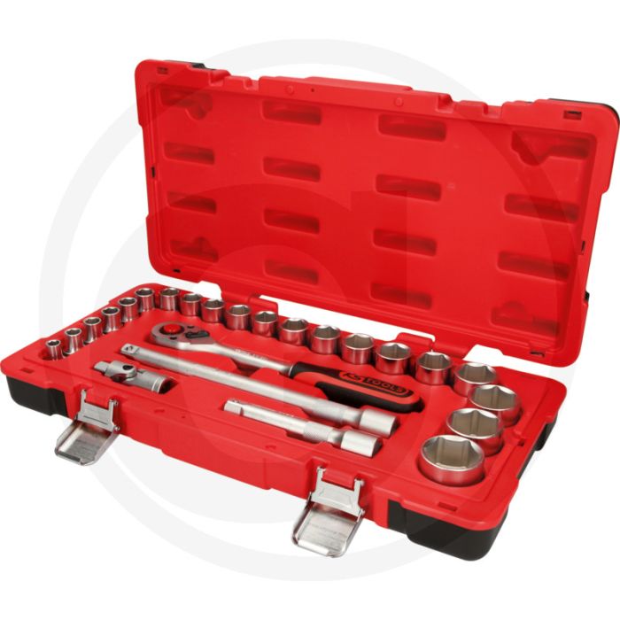 Ks tools 1/2" steckschlüssel-satz, 24-tlg. - flanktraction-profil, 72 zähne, umschaltbar Ks tools 1/2" steckschlüssel-satz, 24-tlg. - flanktraction-profil, 72 zähne, umschaltbar