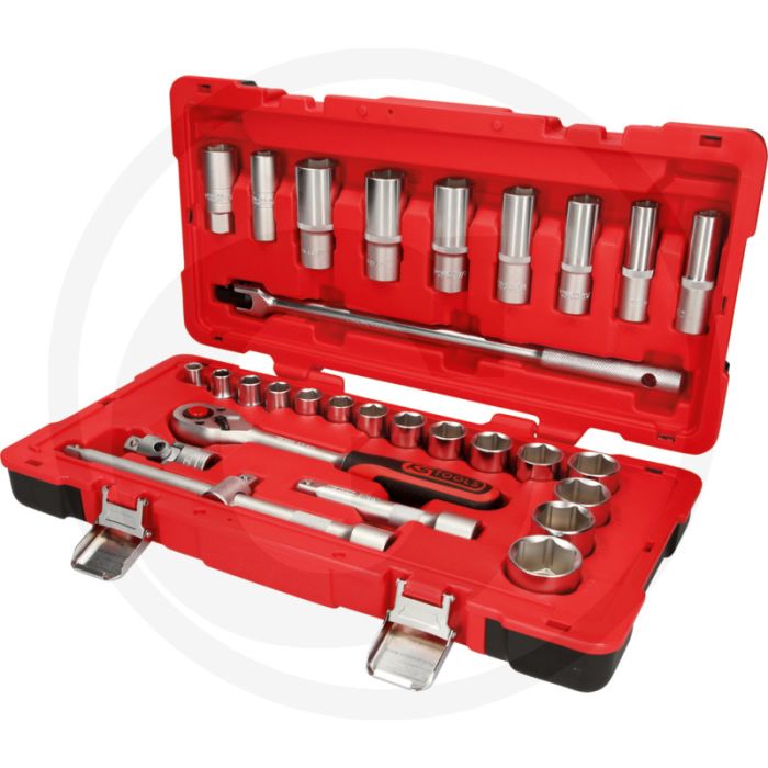Ks tools 1/2" steckschlüssel-satz, 30-tlg. met 72 tanden, in kunststoffkoffer Ks tools 1/2" steckschlüssel-satz, 30-tlg. met 72 tanden, in kunststoffkoffer