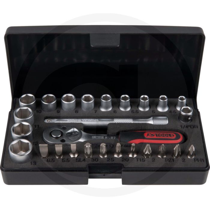 Ks tools 1/4" dopsleutelset, 26 delig - chroom vanadium, kunststofkoffer Ks tools 1/4" dopsleutelset, 26 delig - chroom vanadium, kunststofkoffer