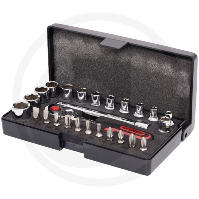 Ks tools 1/4" chromeplus steckschlüssel-satz, 26-tlg. - 6-kant, flanktraction-profil, chrom vanadium Ks tools 1/4" chromeplus steckschlüssel-satz, 26-tlg. - 6-kant, flanktraction-profil, chrom vanadium