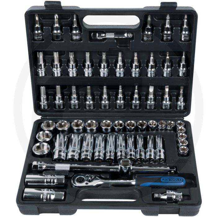 Ks tools 3/8" chromeplus® dopsleutelset, 61-delig - flanktraction-profil, chrom vanadium Ks tools 3/8" chromeplus® dopsleutelset, 61-delig - flanktraction-profil, chrom vanadium