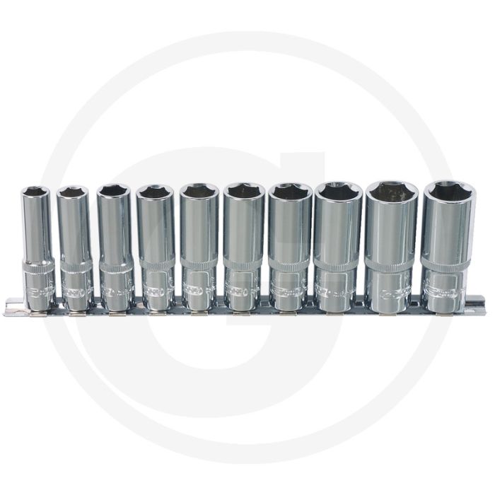 Ks tools 1/2" chromeplus® dopsleutelset, zeskant lang, 10-delig, 10-19 mm - flanktraction-profil Ks tools 1/2" chromeplus® dopsleutelset, zeskant lang, 10-delig, 10-19 mm - flanktraction-profil