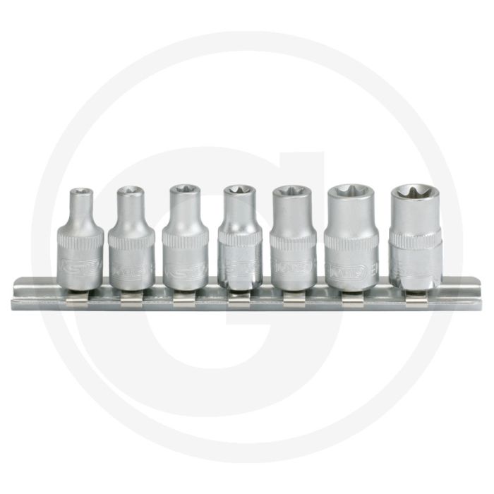Ks tools 1/4" tx-e doppenset, 7-delig, e4-e11, chrom vanadium, matt satiniert Ks tools 1/4" tx-e doppenset, 7-delig, e4-e11, chrom vanadium, matt satiniert