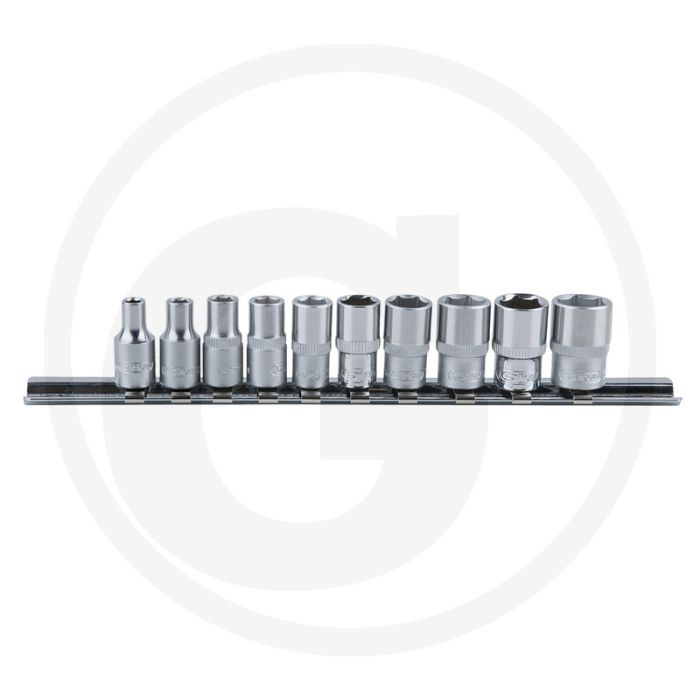 Ks tools 1/4" classic dopsleutelset, zeskant, 10-dlg, 4-13mm - flanktraction-profil Ks tools 1/4" classic dopsleutelset, zeskant, 10-dlg, 4-13mm - flanktraction-profil