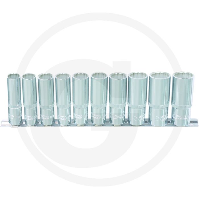 Ks tools 1/4" chromeplus dopsleutelset, twaalfkant, lang, 10-dlg 4-13mm - flanktraction-profil Ks tools 1/4" chromeplus dopsleutelset, twaalfkant, lang, 10-dlg 4-13mm - flanktraction-profil