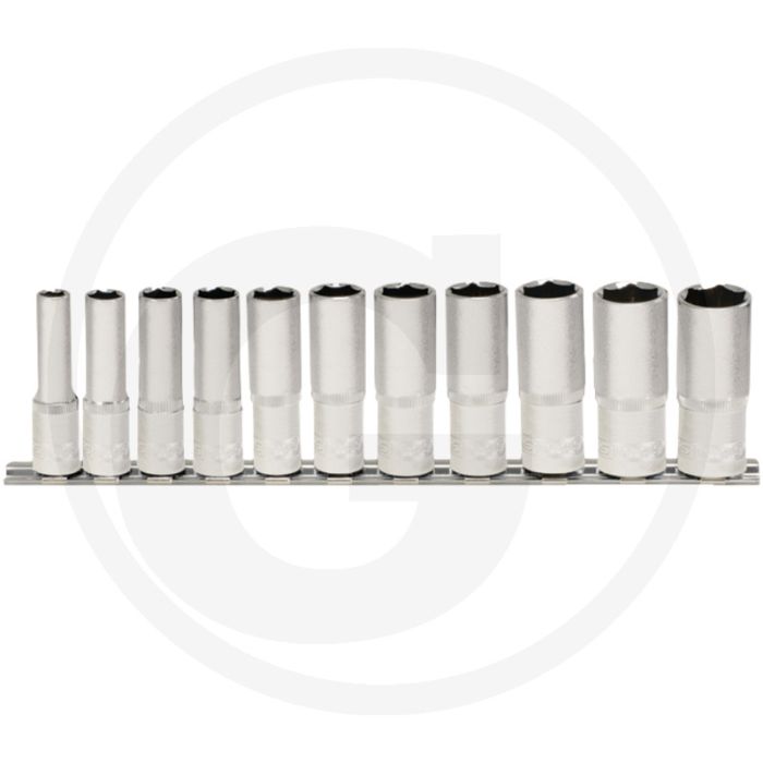 Ks tools 3/8" classic dopsleutelset, zeskant lang, 11-delig, 8-19 mm - flanktraction-profil Ks tools 3/8" classic dopsleutelset, zeskant lang, 11-delig, 8-19 mm - flanktraction-profil