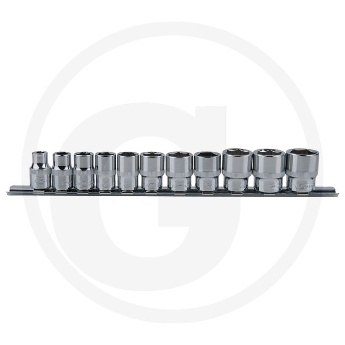 Ks tools 3/8" chromeplus dopsleutelset, zeskant, 11-dlg 8-19mm - flanktraction-profil