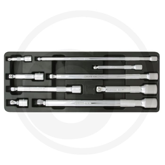 Ks tools 1/4"+3/8"+1/2" chromeplus® cardan-verlengstukset 9-delig - kippwinkel 8° Ks tools 1/4"+3/8"+1/2" chromeplus® cardan-verlengstukset 9-delig - kippwinkel 8°