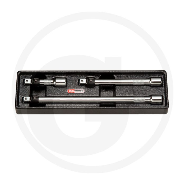 Ks tools 3/8" chromeplus® lokplus-verlengstukset met kogel ontgrendeling, 3-delig, 75-250 mm - hoogglans verchroomd, 3-dlg, 75-150-250 mm Ks tools 3/8" chromeplus® lokplus-verlengstukset met kogel ontgrendeling, 3-delig, 75-250 mm - hoogglans verchroomd, 3-dlg, 75-150-250 mm