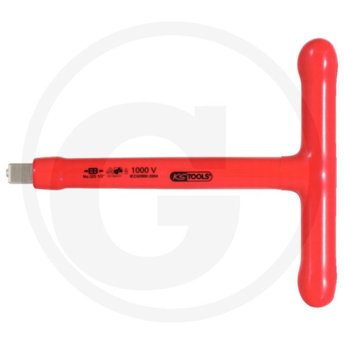 Ks tools 1/2" isolierter t-hendel-aufsteckschlüssel met schraubenarretierung, 200 mm - dompelisolatie conform din en 60900 Ks tools 1/2" isolierter t-hendel-aufsteckschlüssel met schraubenarretierung, 200 mm - dompelisolatie conform din en 60900