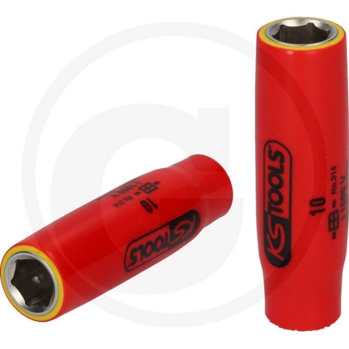 Ks tools 1/4” dopsleutel met beschermende isolati - 6-kant, 16,5mm d1, 9,5mm d2, 14mm sleutelmaat