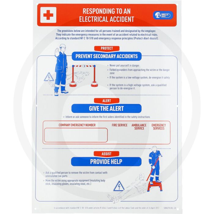 Ks tools stromschlag-erste-hilfe-plakat met bebilderten beispielen - aluminium siebdruck - 350x500 mm
