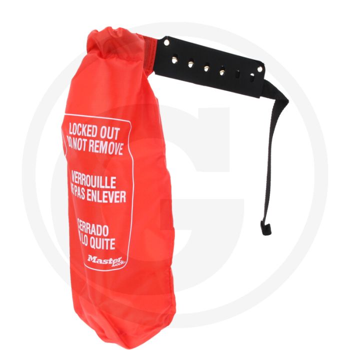 Ks tools verschlusstasche für maschinenfernbedienung mit warnhinweisen, gürtel mit 6 löchern (Ø 8 mm), aus nylon, 165x482 mm