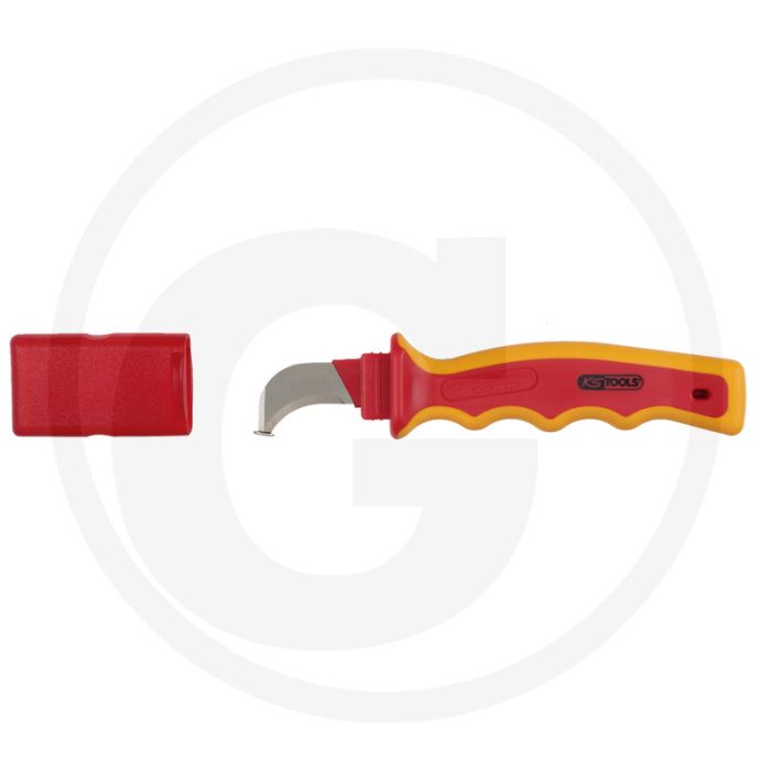 Ks tools geïsoleerd kabelmes +gebogen mespunt, 200 mm - vde, haakvormige snede, 2-componentengreep