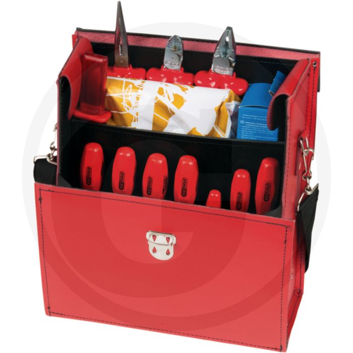 Ks tools geïsoleerde gereedschapsset, 14-delig - rood rindleder - speciaal werkzeugstaal