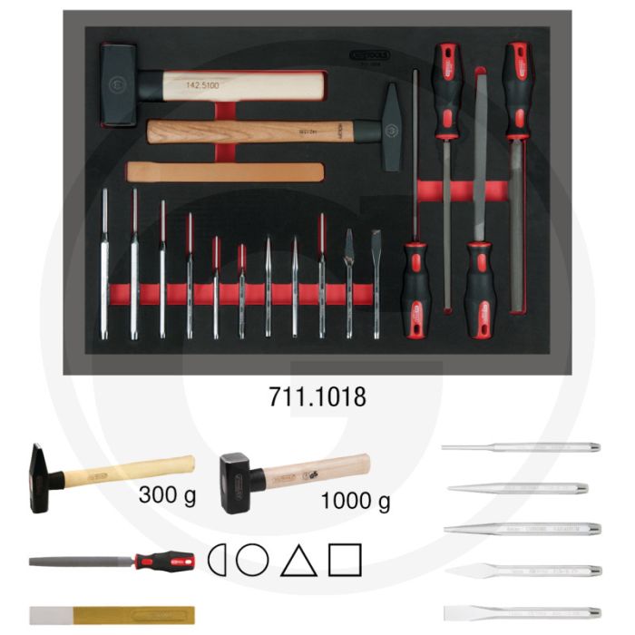 Ks tools feilen-, meissel- hammer-satz, 18-tlg. 1/1 systemeinlage - 402x60x569mm Ks tools feilen-, meissel- hammer-satz, 18-tlg. 1/1 systemeinlage - 402x60x569mm